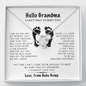 Hello My Amazing Grandma Love Knot Necklace, Pregnancy Reveal Gift, Gift for Grandmother To Be