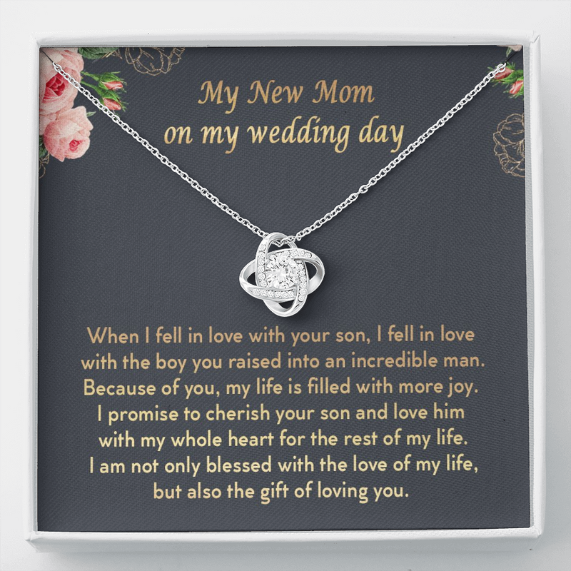 To My New Mom On My Wedding Day I Promise To Cherish Your Son Love Knot Necklace | Mother In Law Gift | Bride to Mother In Law Gift