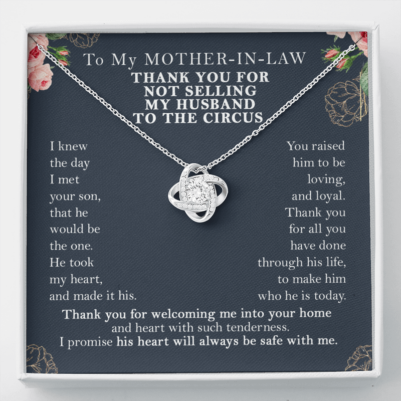 Funny Mother in Law Gift Love Knot Necklace | Mother in Law Wedding Gift, Mother of The Groom Gift, Mothers Day Gifts for Mother in Law