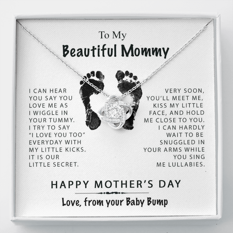 To My Beautiful Mommy Our Little Secret Love Knot Necklace, Gift for New Mom, Mother's Day Gift
