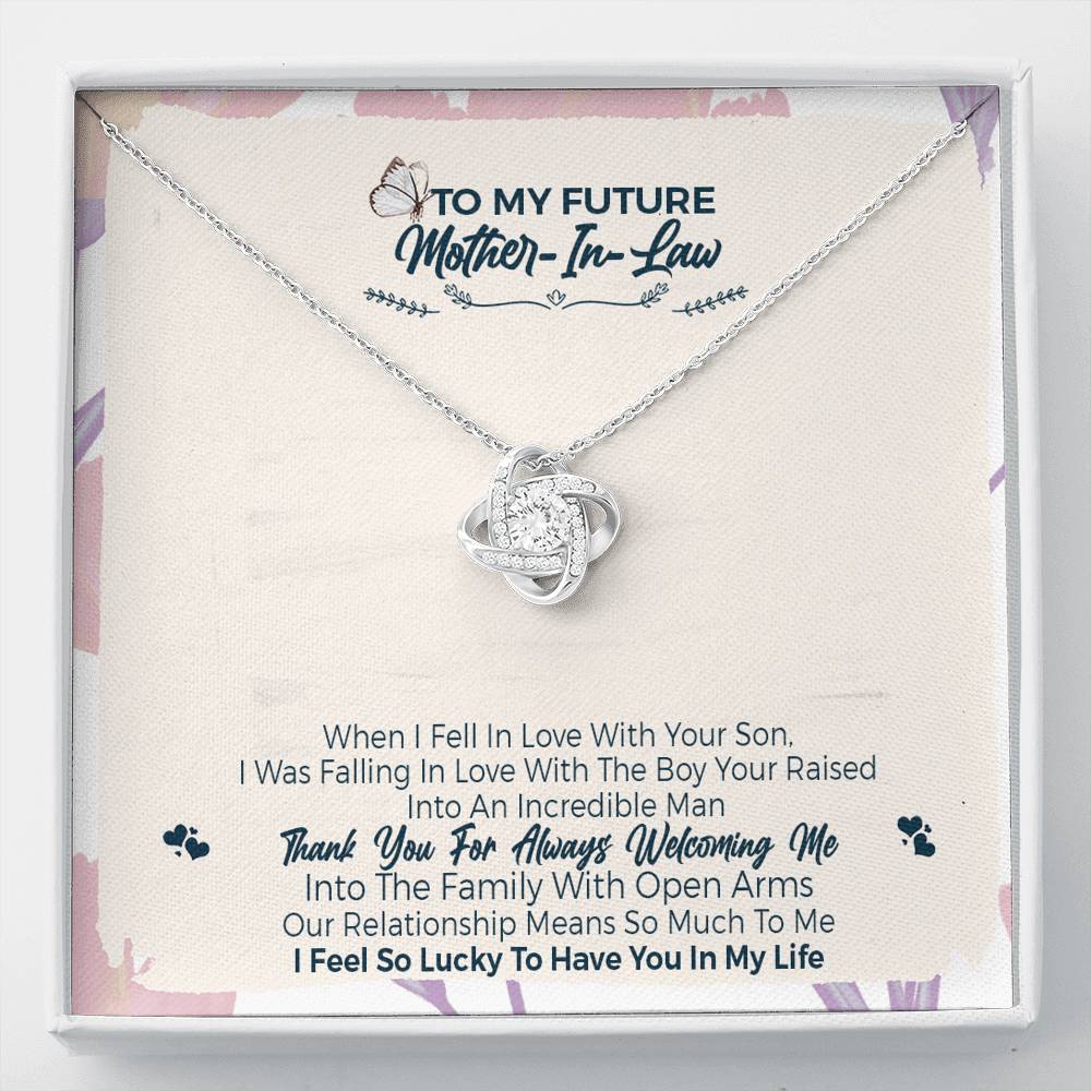 To My Future Mother In Law, Thank You For Welcoming Me Love Knot Necklace