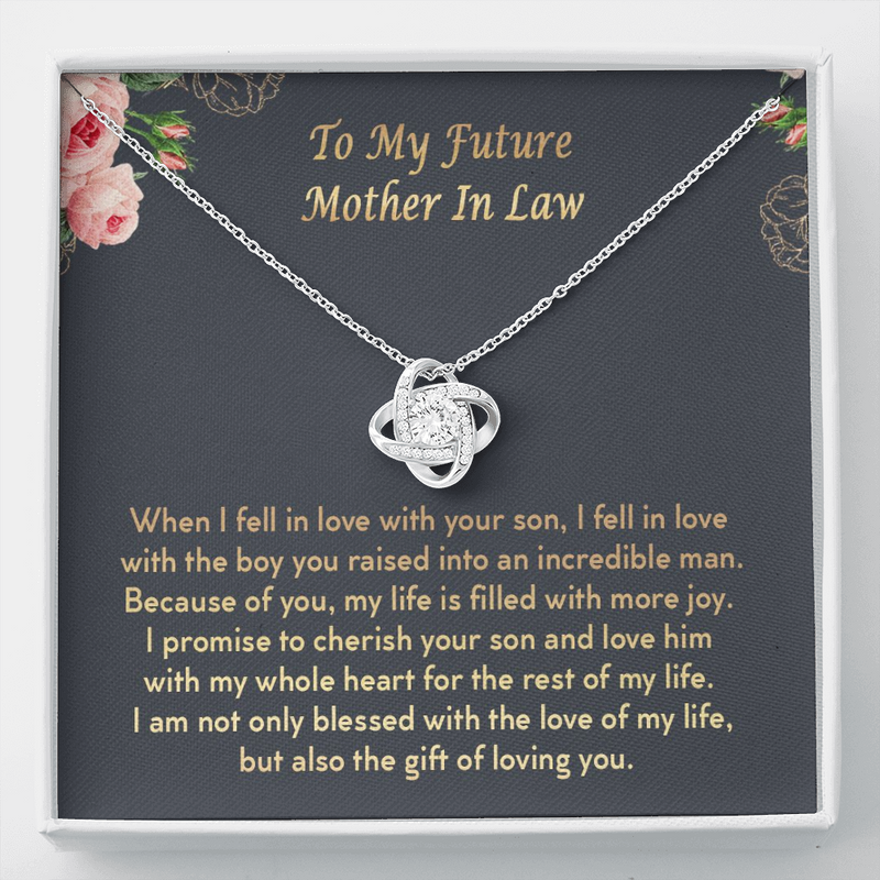 To My Future Mother In Law I Promise To Cherish Your Son Love Knot Necklace | Mother In Law Gift | Bride to Mother In Law Gift