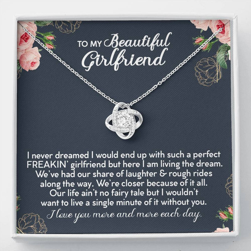 To My Beautiful Girlfriend Love Knot Necklace: Anniversary Gift for Girlfriend, Girlfriend Gift, Gift for Girlfriend, Necklace for Girlfriend
