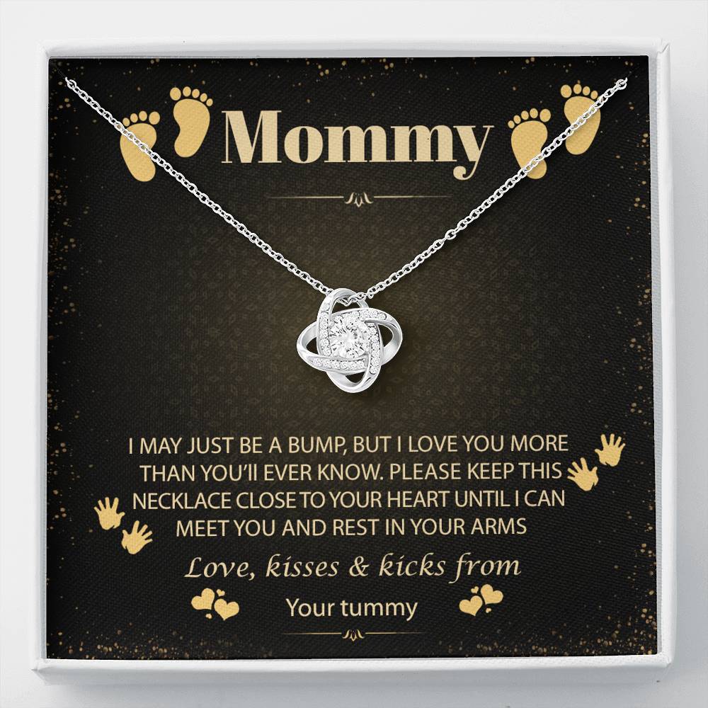 To My Mommy, I Love You From Your Tummy Love Christmas Knot Necklace