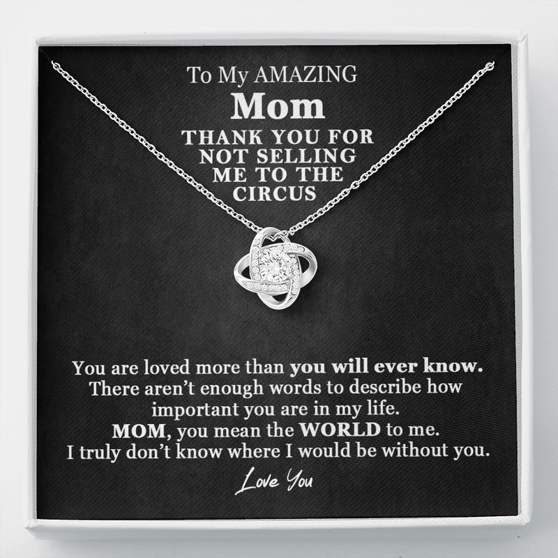 Funny To My Mom Gift Love Knot Necklace | Funny Mothers Day Message Card | Gift for Mother's Birthday