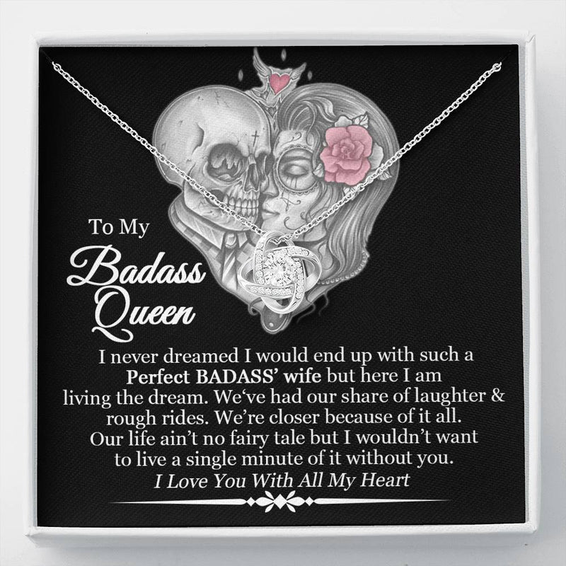 To My Badass Queen Wife Love Necklace | Biker Gifts for Wife, Harley Motorcycle Life Gift from Husband