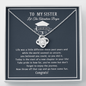 To My Sister Let The Adventure Begin Love Knot Necklace, Gift for Graduation, Sister/Brother Graduation Gift