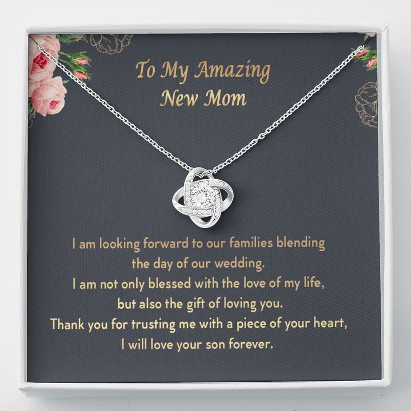To My Amazing New Mom Thank You For Trusting Me Love Knot Necklace | Mother In Law Gift | Bride to Mother In Law Gift