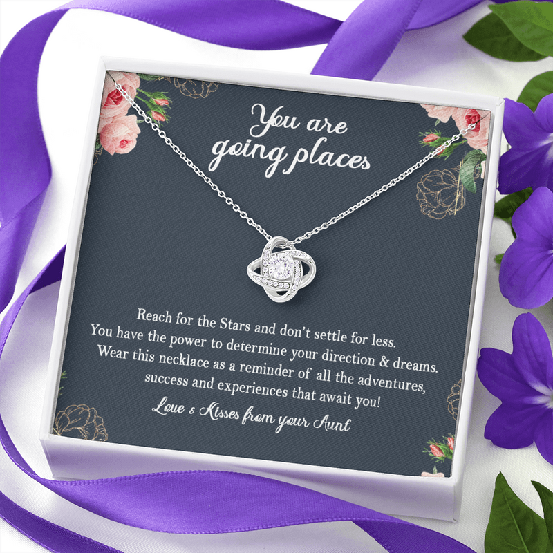 To my Niece, You Are Going Places Love Knot Necklace | Gift for Niece from Aunt | Motivational Gift for my Niece
