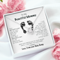 To My Beautiful Mommy Safe & Warm Love Knot Necklace, Gift for New Mom, Mother's Day Gift