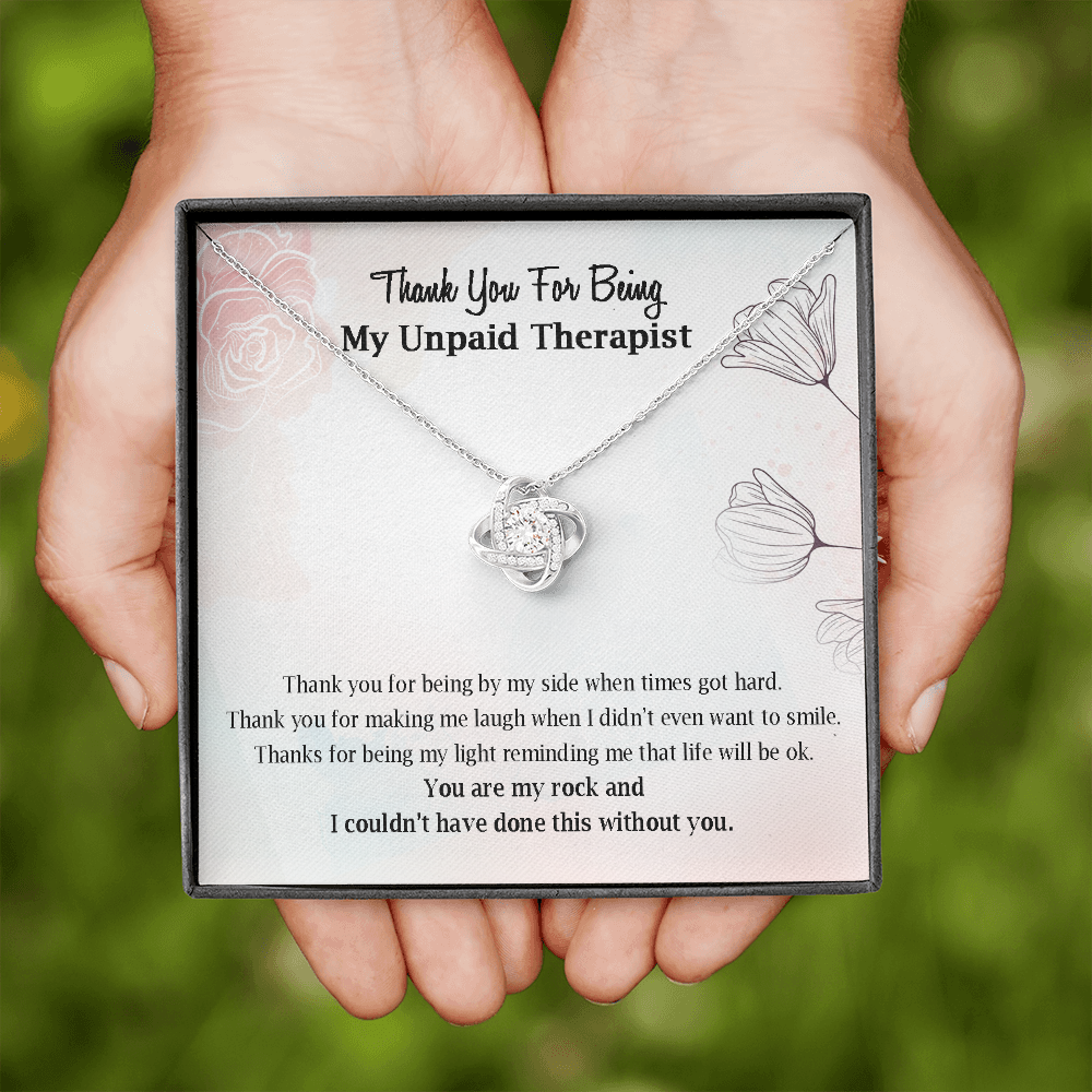 Thank You For Being My Unpaid Therapist Love Knot Necklace | Thank you gift, Gift for friend, Best friend gift, Best friend necklace