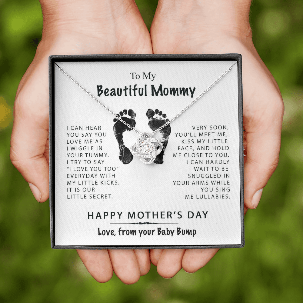 To My Beautiful Mommy Our Little Secret Love Knot Necklace, Gift for New Mom, Mother's Day Gift