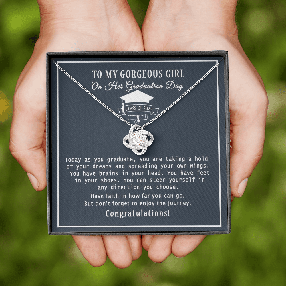 To My Gorgeous Girl Love Knot Necklace, Gift for Graduation, Daughter/Niece Graduation Gift