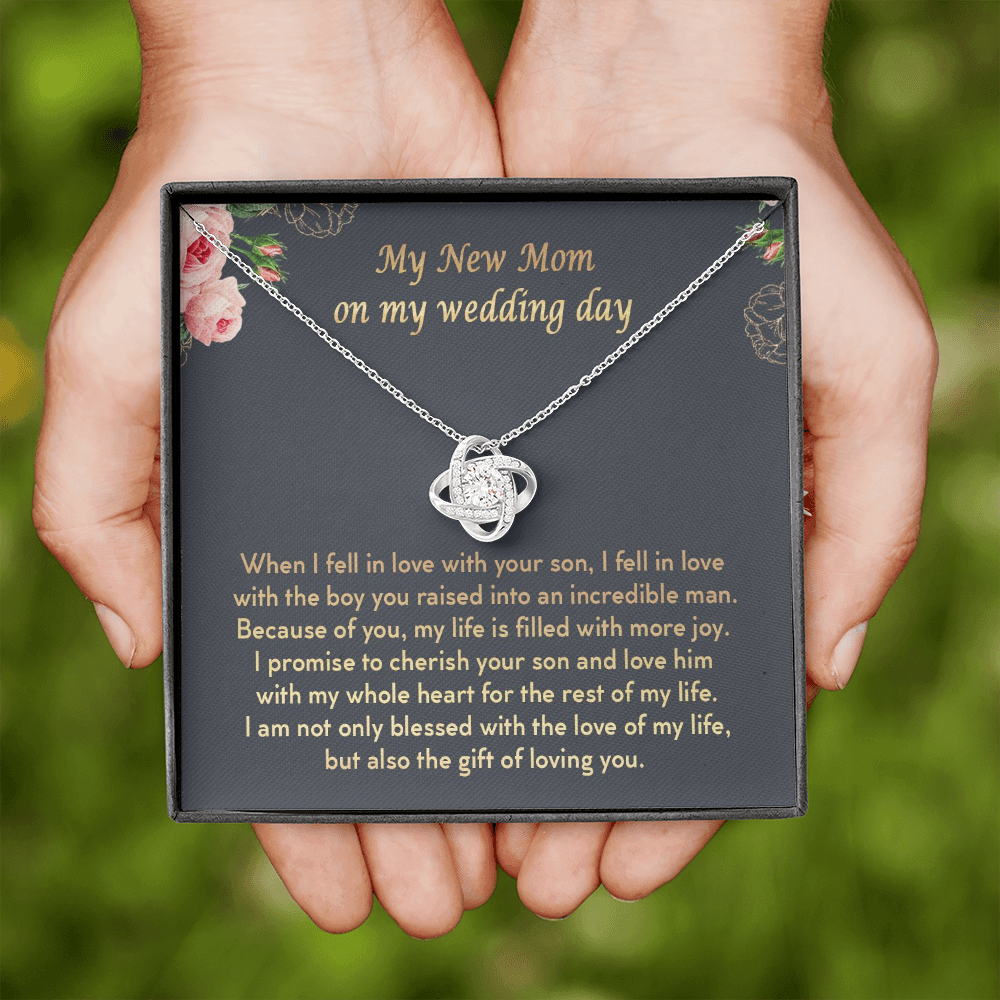 To My New Mom On My Wedding Day I Promise To Cherish Your Son Love Knot Necklace | Mother In Law Gift | Bride to Mother In Law Gift