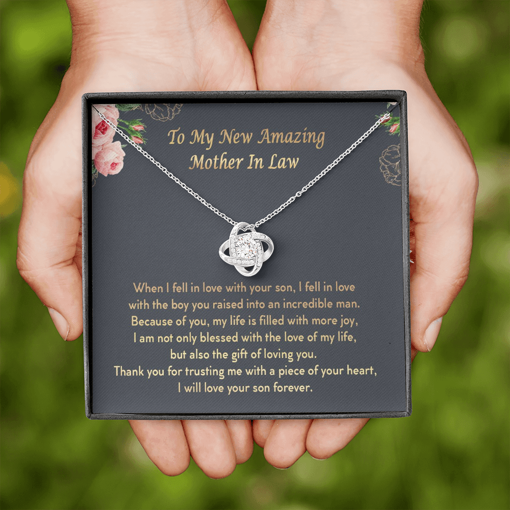 To My New Amazing Mother In Law I Will Love Your Son Forever Love Knot Necklace | Mother In Law Gift | Bride to Mother In Law Gift