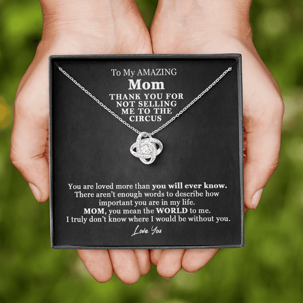 Funny To My Mom Gift Love Knot Necklace | Funny Mothers Day Message Card | Gift for Mother's Birthday