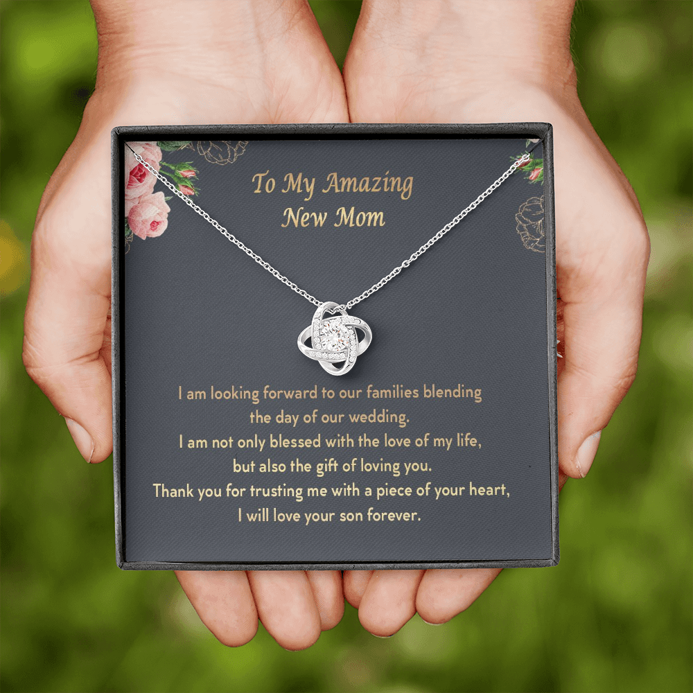 To My Amazing New Mom Thank You For Trusting Me Love Knot Necklace | Mother In Law Gift | Bride to Mother In Law Gift