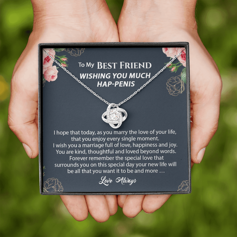To My Best Friend Wishing You Much Hap-penis Funny Wedding Day Gift Necklace | Best Friend of the Bride Necklace, Best Friend to Bride Gift, Bride Jewelry Gift