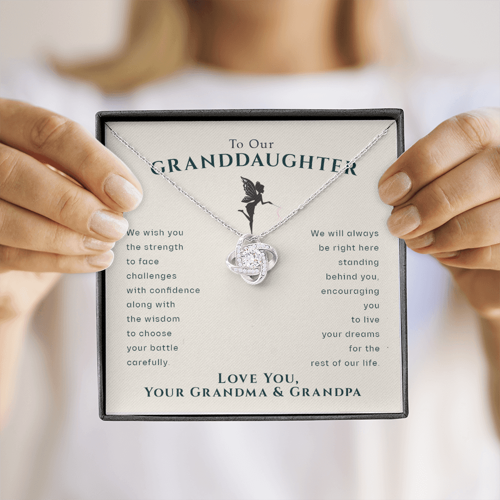 To Our Granddaughter Live Your Dreams Love Knot Necklace | Gift From Grandma & Grandpa | Granddaughter Birthday, Granddaughter Graduation