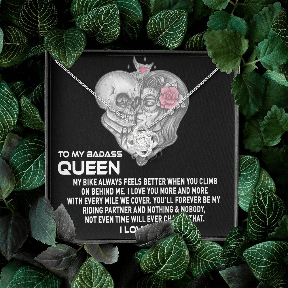 To My Badass Riding Queen Love Necklace | Biker Gifts for Wife, Harley Motorcycle Life Gift from Husband