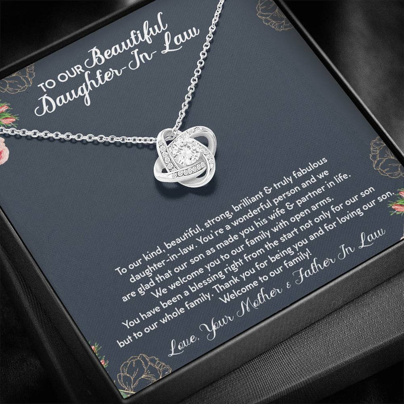To Our Beautiful Daughter-In-Law Love Knot Necklace, To Our Daughter-In-Law Gift On Wedding Day