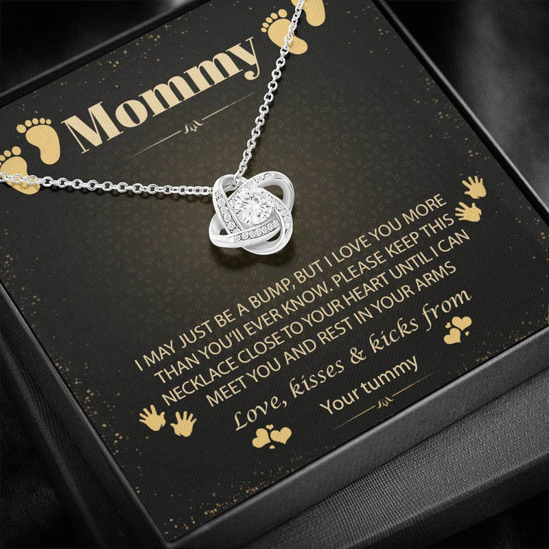 To My Mommy, I Love You From Your Tummy Love Christmas Knot Necklace
