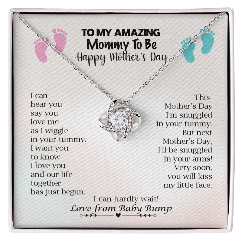 Mom To Be First Mother's Day Love Knot Necklace | Expecting Mom Mother's Day Gift | Pregnancy Gift for Mom To Be, Mommy Gift From Unborn Baby