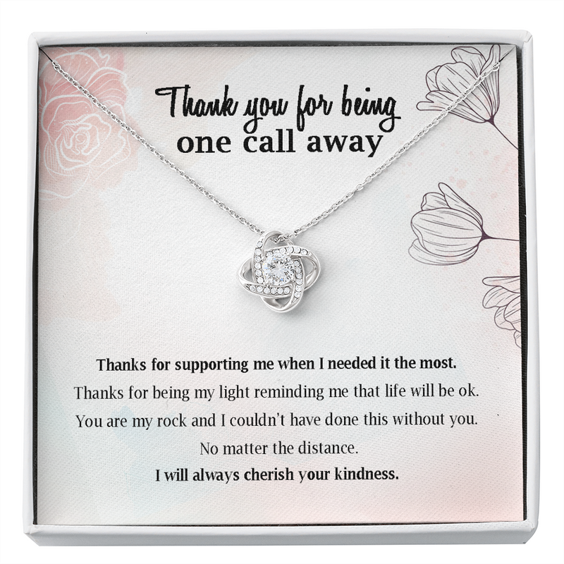 Thank You For Being One Call Away Love Knot Necklace | Thank you gift, Gift For Therapist, Mental Health Professional Gift, Recovery Gift