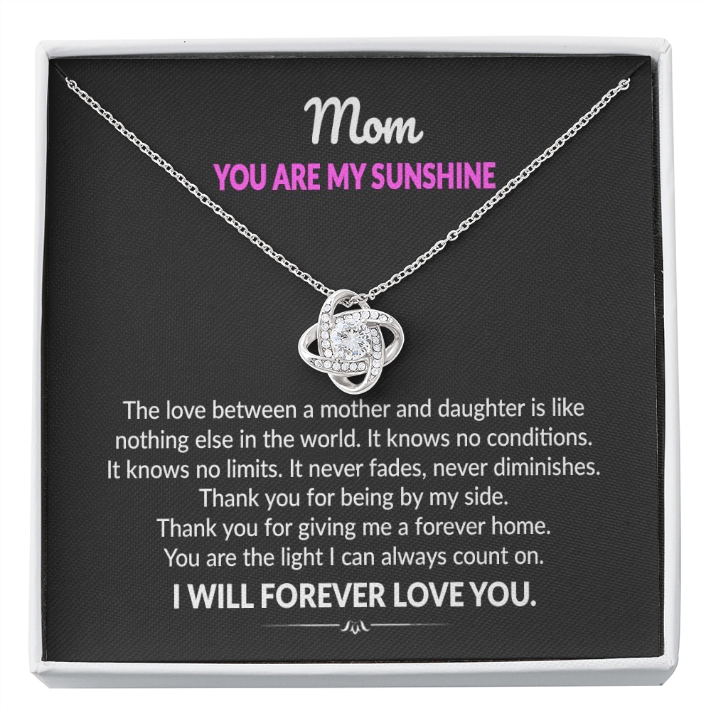 Mom You Are My Sunshine Love Knot Necklace | Gift to Mom from Daughter |  Christmas, Birthday, & Mother's Day Gift to Mom