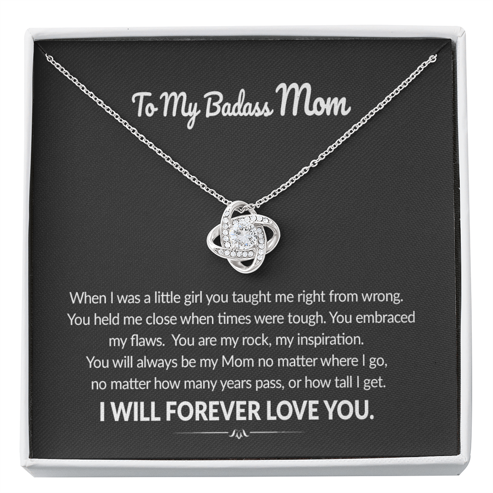 To My Badass Mom You Are My Rock Love Knot Necklace | Gift to Mom from Daughter/Son | Christmas, Birthday, & Mother's Day Gift to Mom