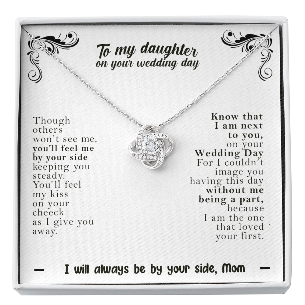 To My Daughter on Wedding Day from Mother in Heaven Love Knot Necklace | Gift from Deceased Mother of the Bride | Gift from Mother In Heaven on Wedding day