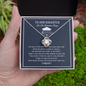 To Our Daughter Let The Adventure Begin Love Knot Necklace, Gift for Graduation, Mom & Dad Graduation Gift