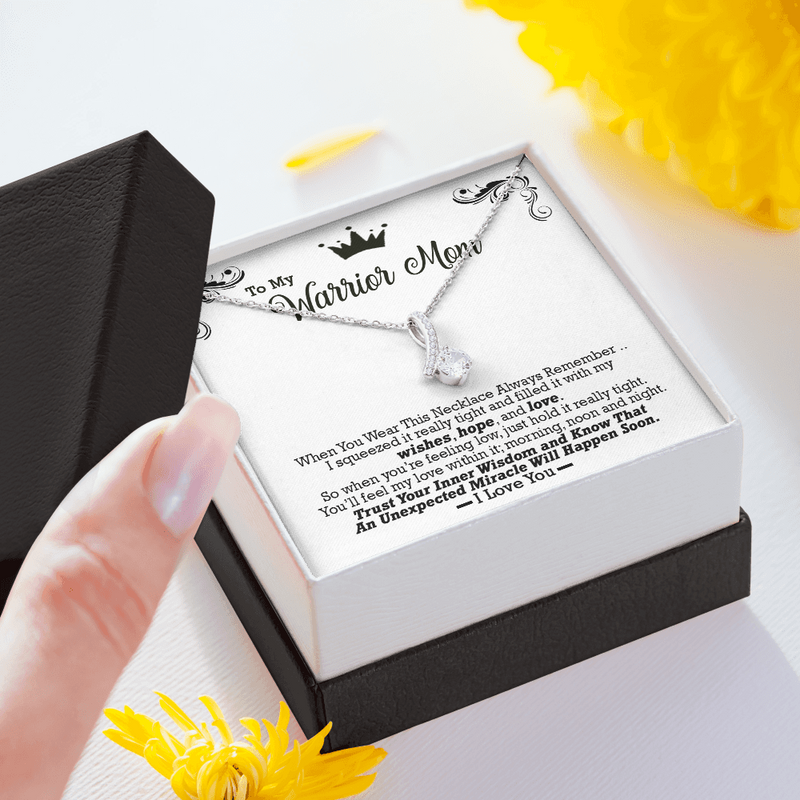To My Warrior Mom Alluring Beauty Necklace | Encouragement Gift for Mom| Cancer Survivor Gift For Mom from Daughter, Son, Husband