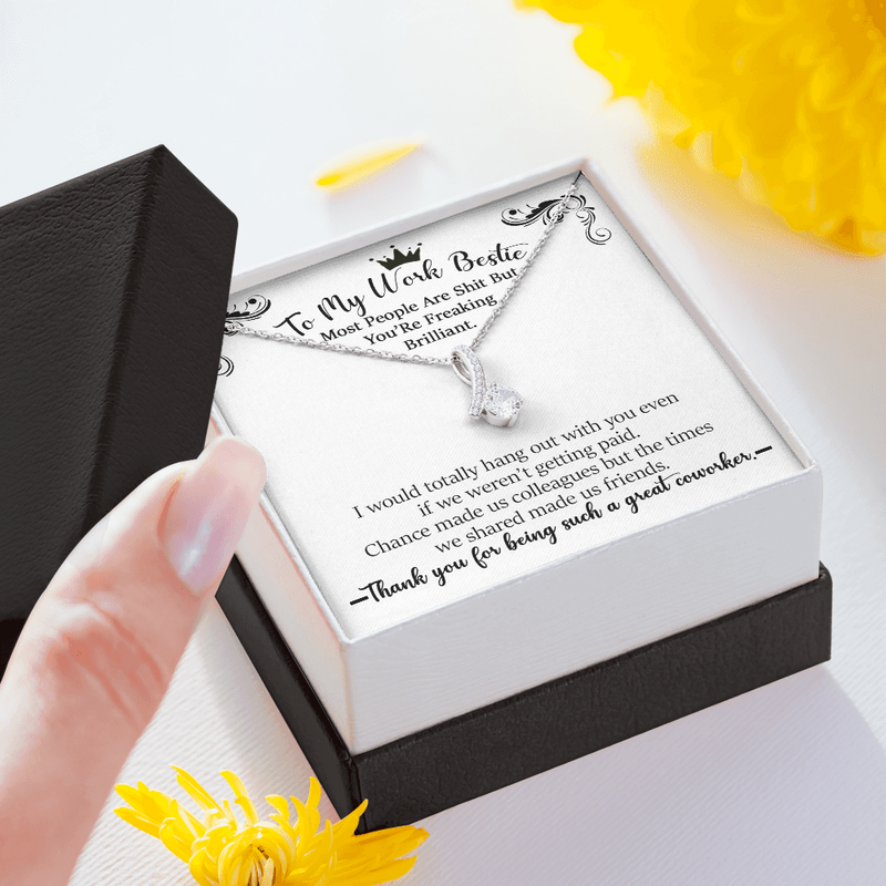 To My Work Bestie Alluring Beauty Necklace| Thank you for being great gift| Gift for my Favorite CoWorker| Work BFF gift Idea| Gift for Her
