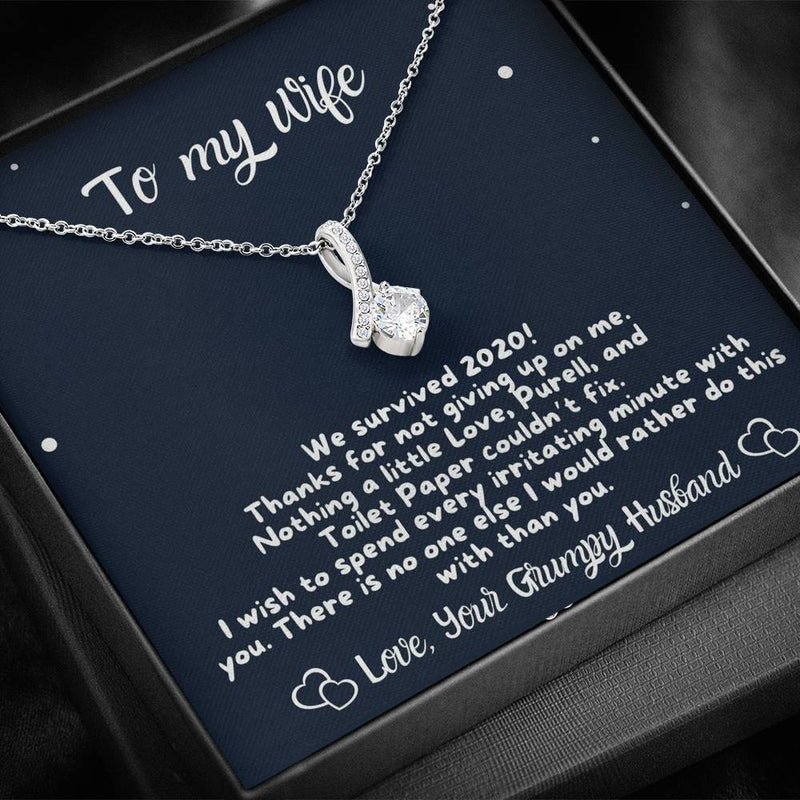 To My Wife, We Survived 2020 Appreciation Love Necklace