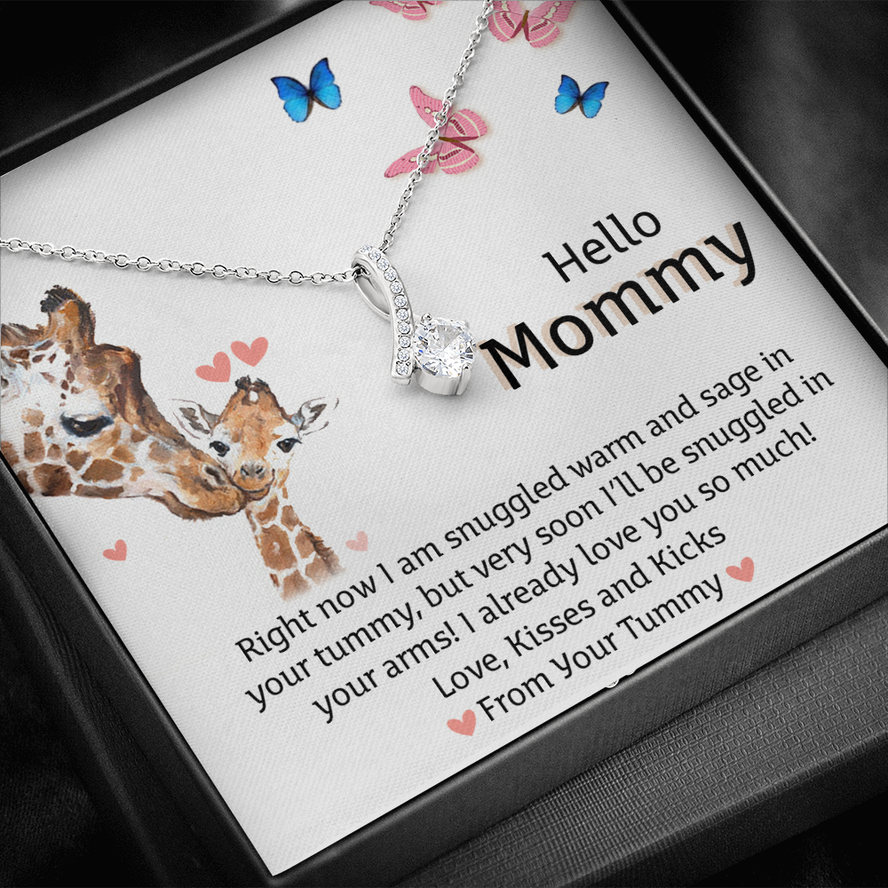 Hello Mommy Alluring Beauty Necklace| First Time Mom Gift| Gift for New Mom| Love, From your Tummy| Giraffe Themed Gift| Baby Shower Gift