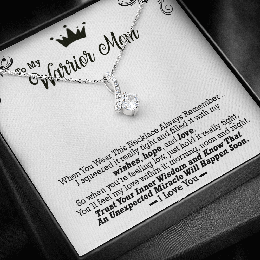 To My Warrior Mom Alluring Beauty Necklace | Encouragement Gift for Mom| Cancer Survivor Gift For Mom from Daughter, Son, Husband