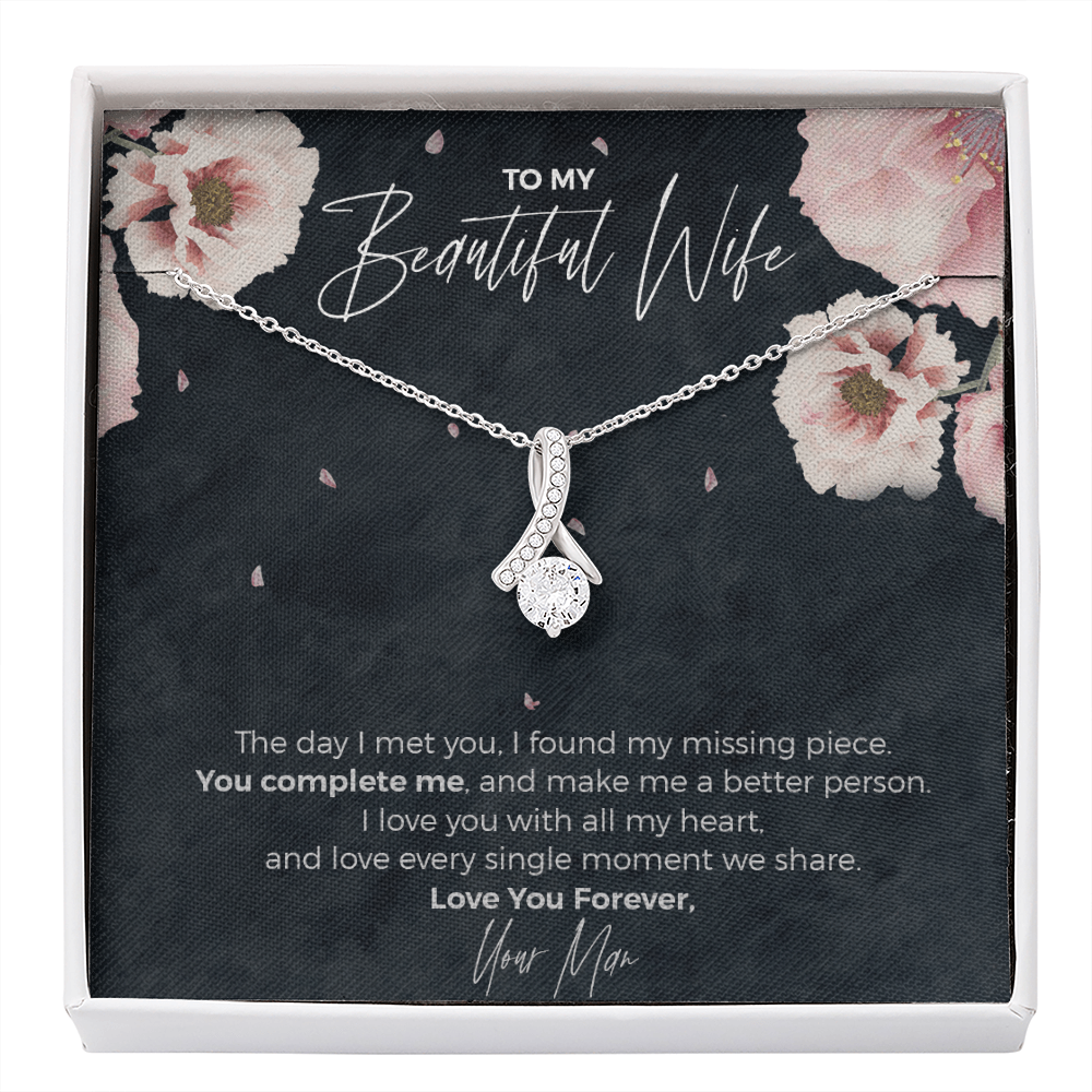 To My Beautiful Wife, I Found My Missing Piece Love Knot Necklace with Premium Box