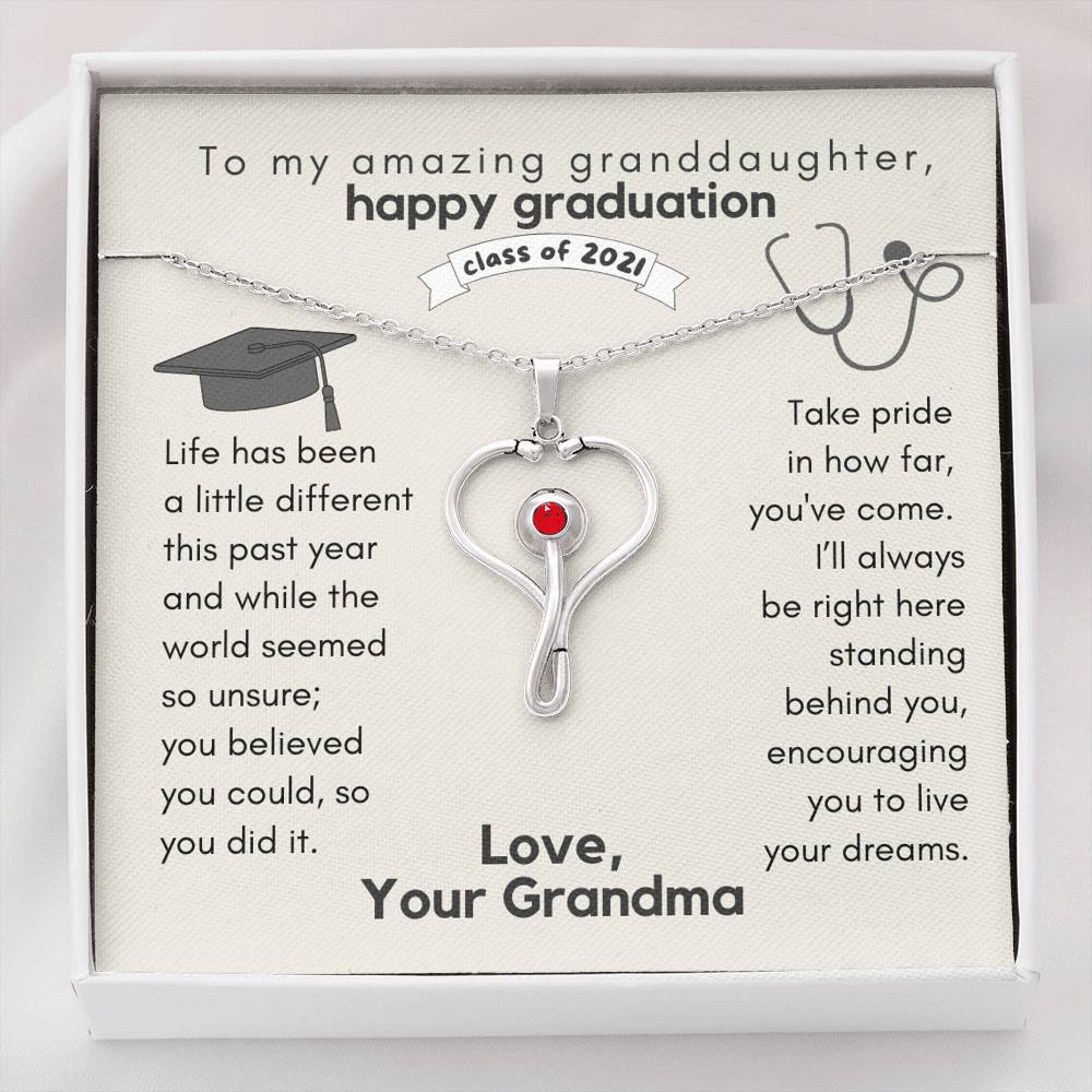 To My Granddaughter, Nurse Graduation Stethoscope Necklace, Gift for Nursing Graduation