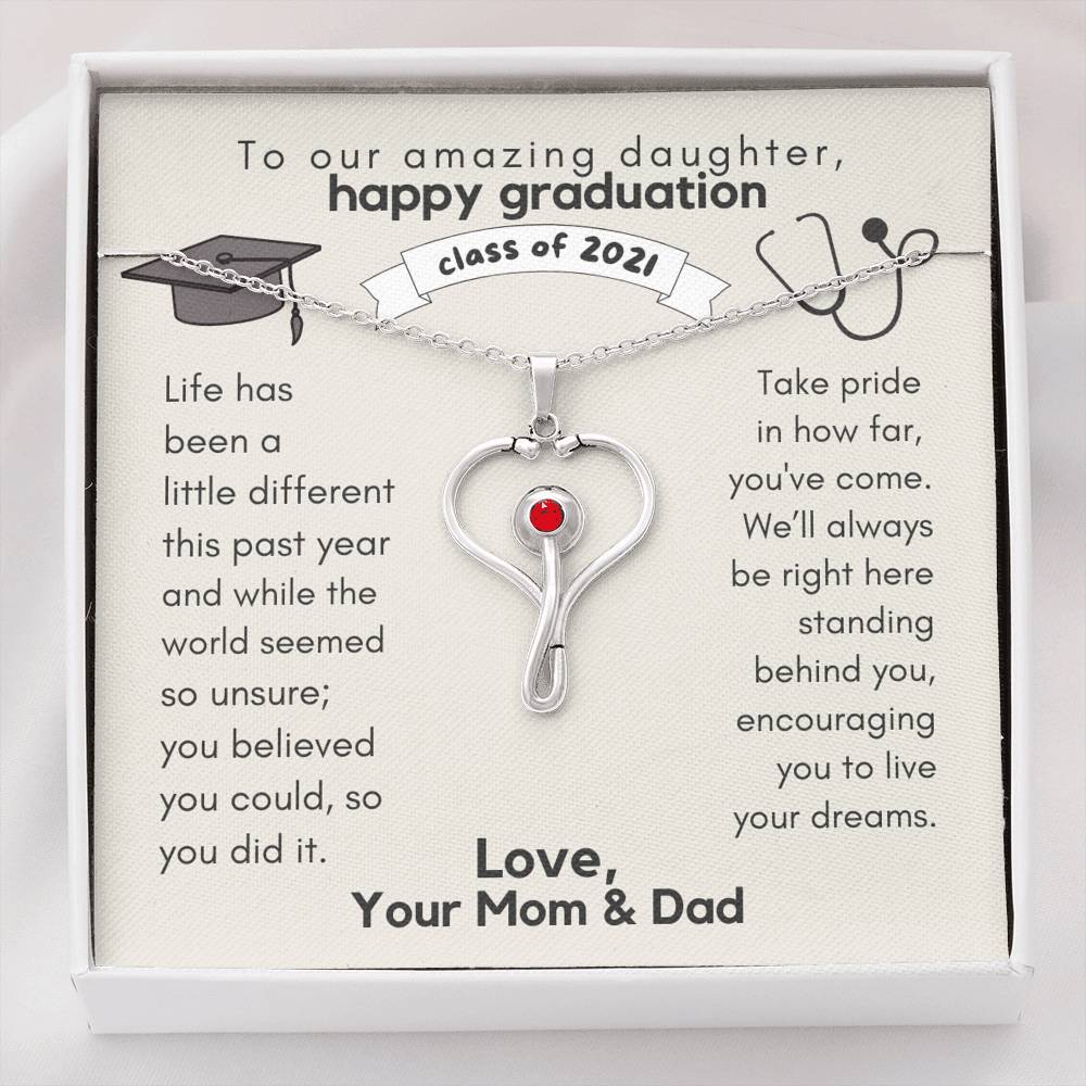 To Our Amazing Daughter, Nurse Graduation Stethoscope Necklace, Gift For Nursing Graduation, Nurse Grad