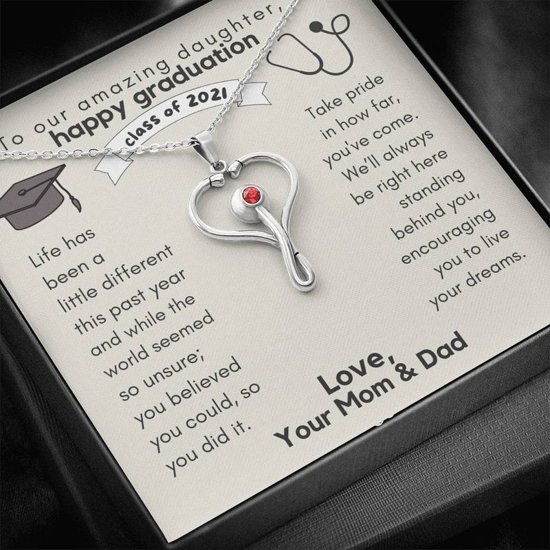 To Our Amazing Daughter, Nurse Graduation Stethoscope Necklace, Gift For Nursing Graduation, Nurse Grad