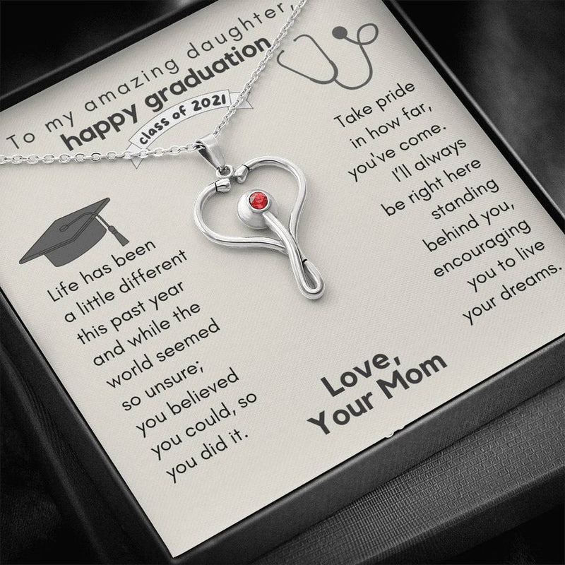 To My Daughter, Nurse Graduation Stethoscope Necklace, Gift for Nursing Graduation, Nurse Gift for Graduation, Nursing Student Gift