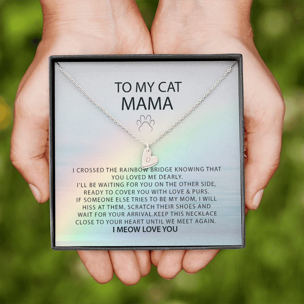 Personalized To My Cat Mama, I Crossed The Rainbow Bridge Gift | Loss of Cat Memorial Necklace | Cat loss gift | Cat Pet Loss