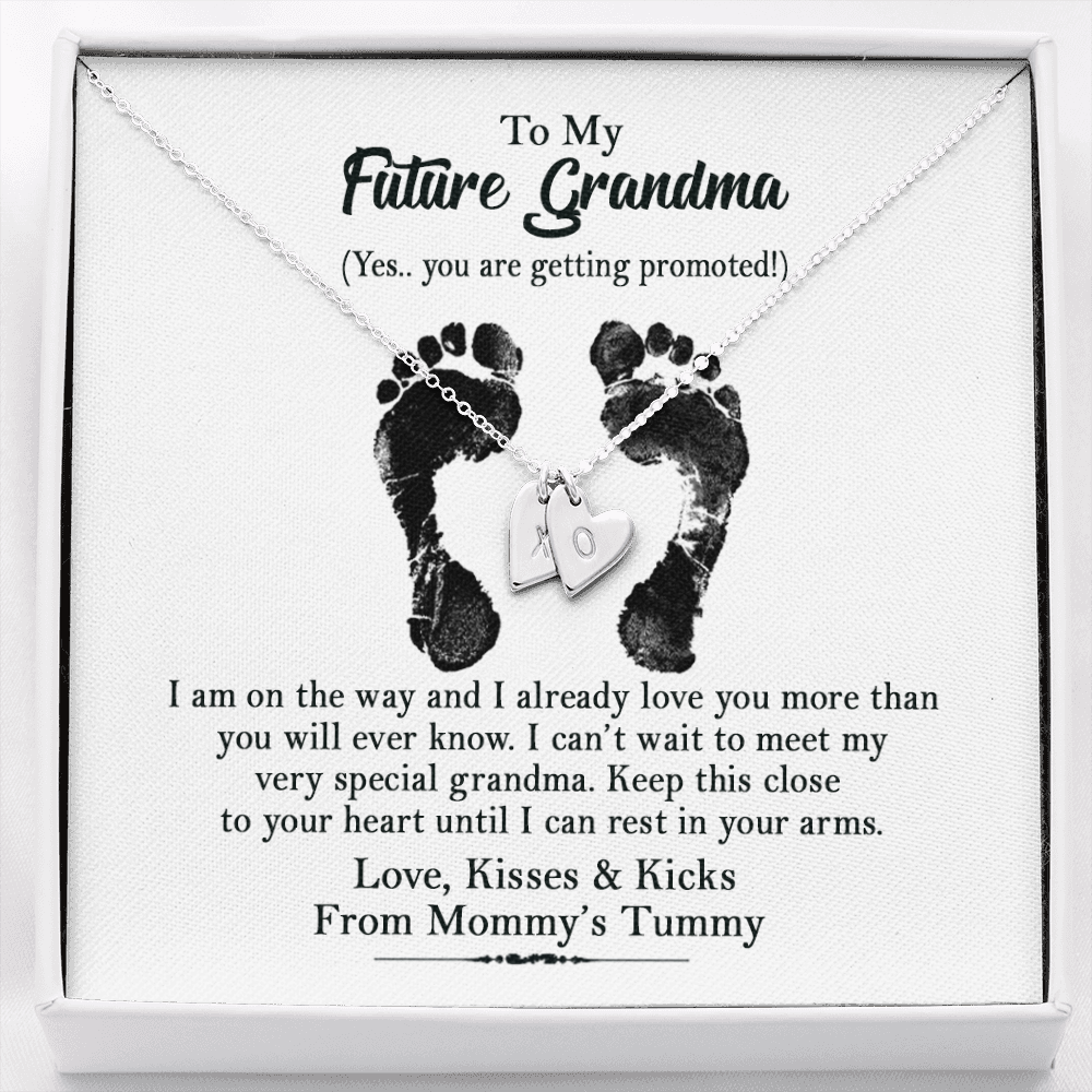Personalized To my Future Grandma Sweetest Hearts Necklace | Pregnancy Reveal Gift | I Cant Wait to Meet You Gift for Grandma