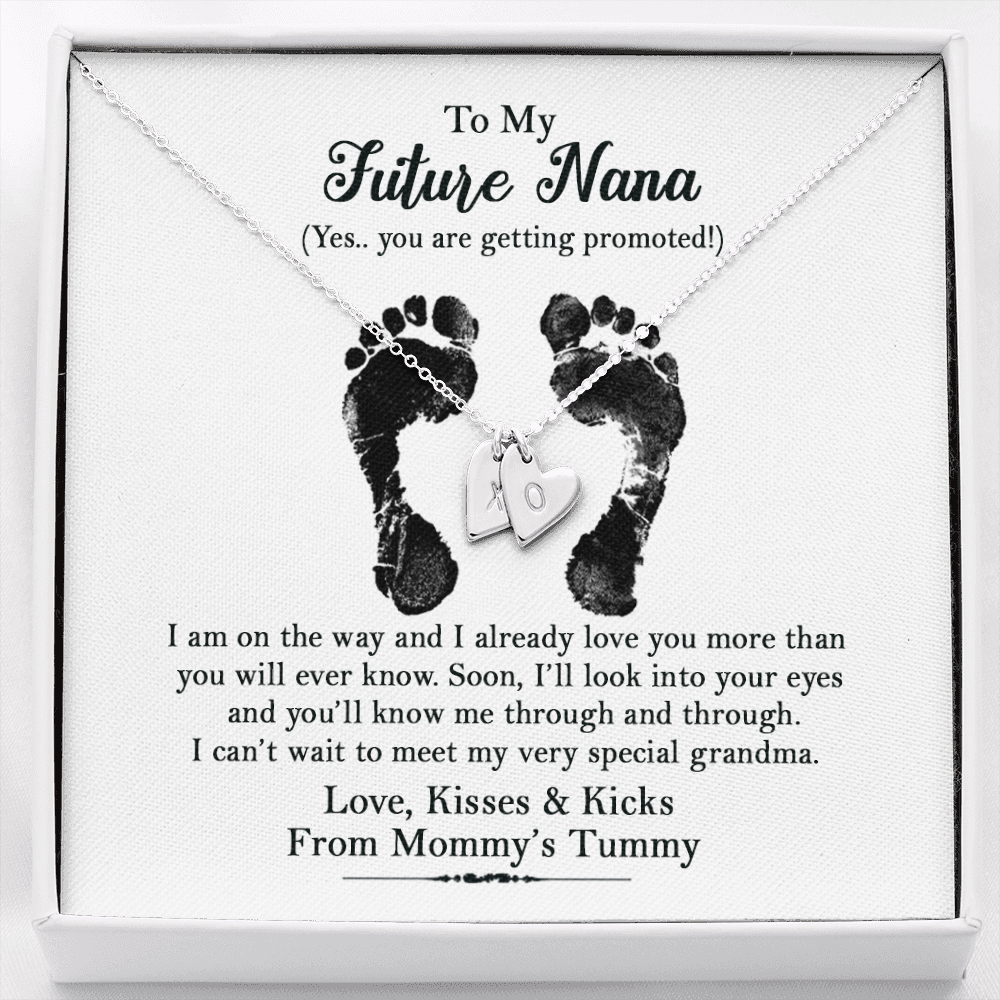 Personalized To my Future Nana Sweetest Hearts Necklace | Pregnancy Reveal Gift for Nana | Grandma Pregnancy Reveal