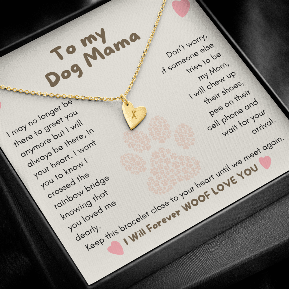 To My Dog Mama, Until We Meet Again Personalized Necklace | Loss of Dog memorial Initial Necklace | Dog loss gifts | Rainbow Bridge Dog | Pet sympathy gift