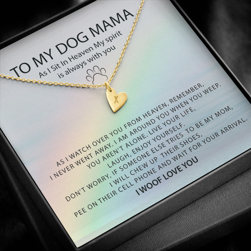 To My Dog Mama As I Sit In Heaven | Personalized Rainbow Bridge Dog Necklace | Loss of Dog Memorial Gift | Dog Loss Gift | Pet Memorial Necklace Gift