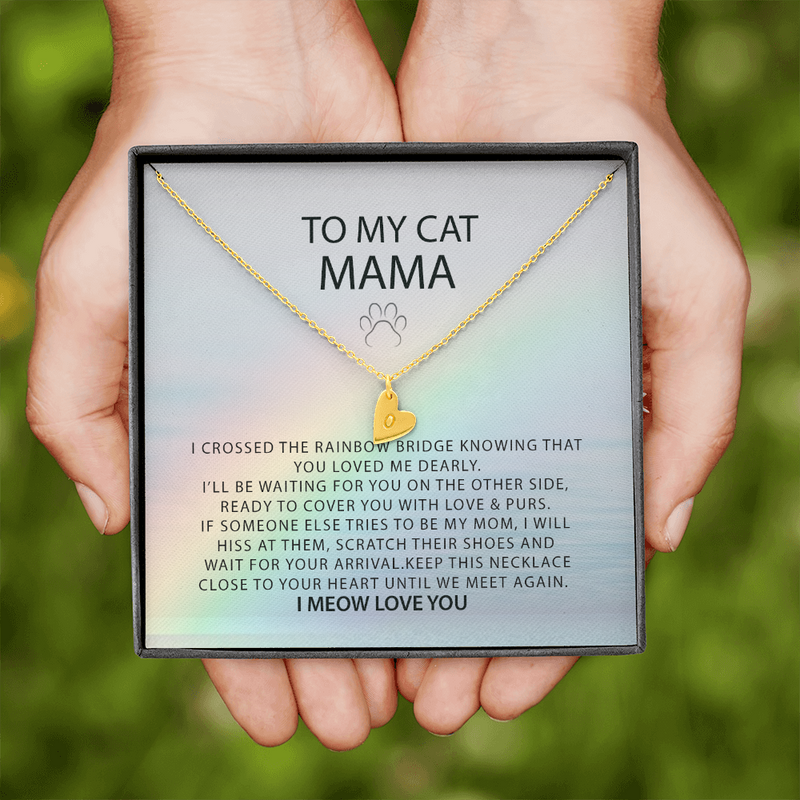Personalized To My Cat Mama, I Crossed The Rainbow Bridge Gift | Loss of Cat Memorial Necklace | Cat loss gift | Cat Pet Loss