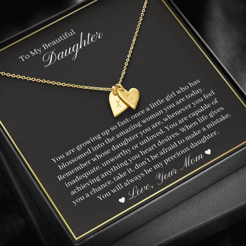 To Beautiful Daughter Personalized Heart Necklace, Gift from Mother, Birthday Daughter Gift, Graduation Daughter Gift