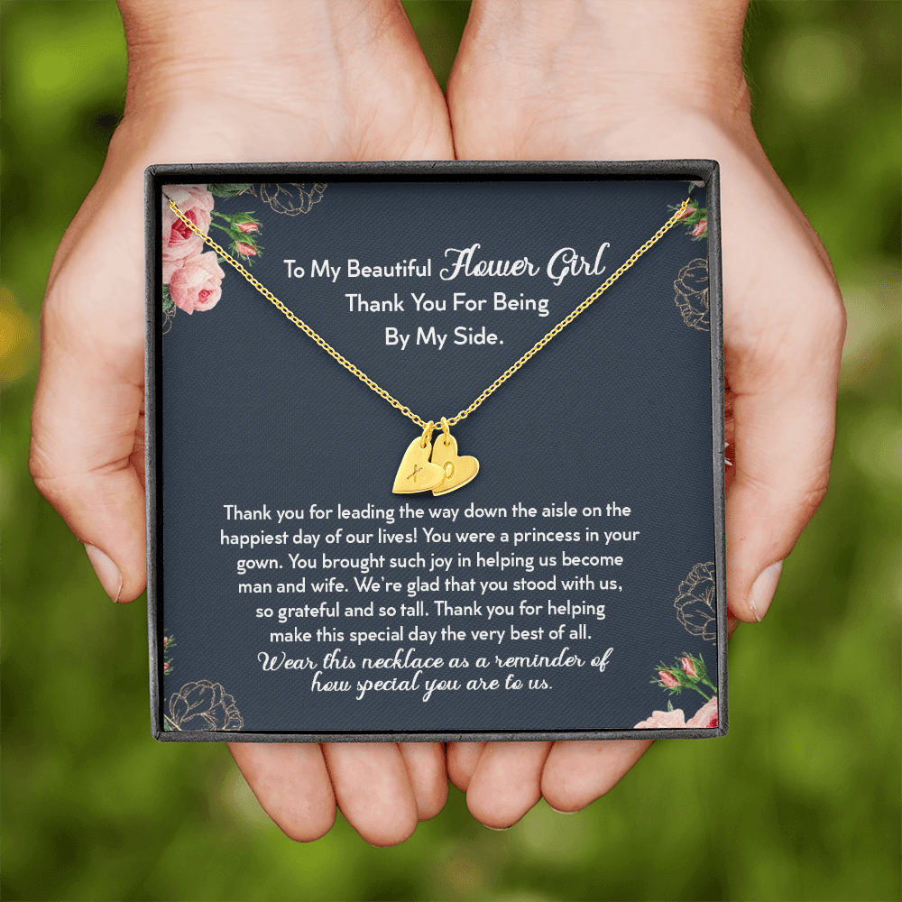Thank You For Being By My Side, Personalized Flower Girl Gift Necklace, Flower Girl Necklace, Flower Girl Custom Gift, Flower Girl Proposal Thank You Flower Girl Necklace and Card